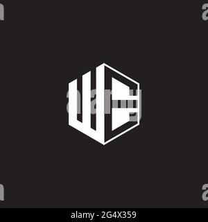 WE W E EW Logo monogram hexagon with black background negative space style Stock Vector