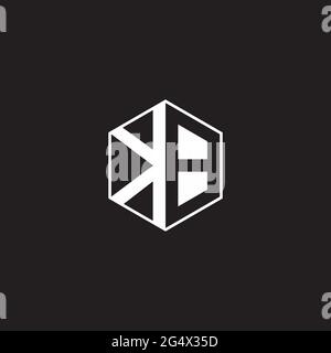 KB K B BK Logo monogram hexagon with black background negative space style Stock Vector