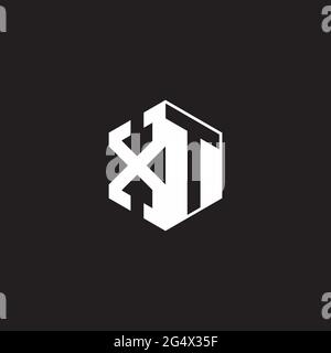 XT X T TX Logo monogram hexagon with black background negative space style Stock Vector
