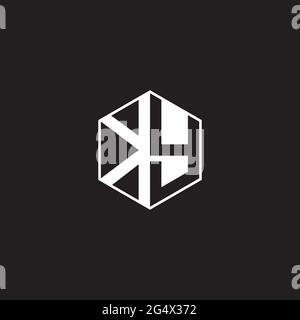 KY K Y YK Logo monogram hexagon with black background negative space style Stock Vector