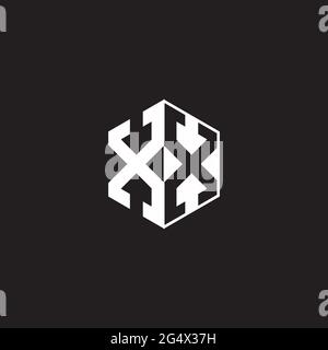 XX X Logo monogram hexagon with black background negative space style Stock Vector