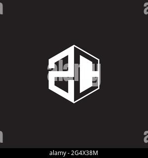 ZC Z C CZ Logo monogram hexagon with black background negative space style Stock Vector