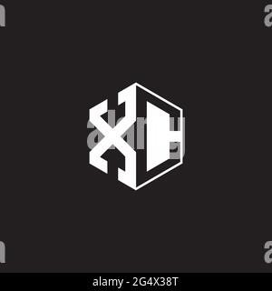 XC X C CX Logo monogram hexagon with black background negative space style Stock Vector