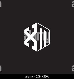 XM X M MX Logo monogram hexagon with black background negative space style Stock Vector