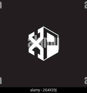 XP X P PX Logo monogram hexagon with black background negative space style Stock Vector