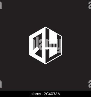 QY Q Y YQ Logo monogram hexagon with black background negative space style Stock Vector