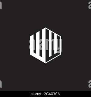 WW W Logo monogram hexagon with black background negative space style Stock Vector