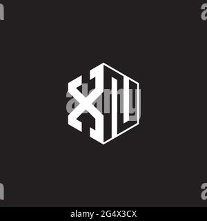 XN X N NX Logo monogram hexagon with black background negative space style Stock Vector