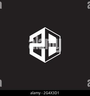 ZB Z B BZ Logo monogram hexagon with black background negative space style Stock Vector