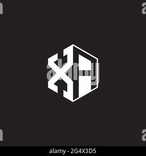 XA X A AX Logo monogram hexagon with black background negative space style Stock Vector