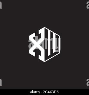 XW X W WX Logo monogram hexagon with black background negative space style Stock Vector