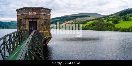 Panorama on Talybont Reservoir, Brecon Beacons, Wales, England Stock Photo