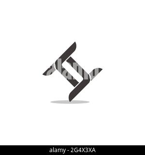 letter ch linked overlapping simple geometric logo vector Stock Vector