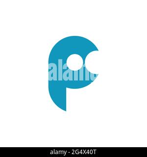 letter pc circle geometric simple unique shape logo vector Stock Vector