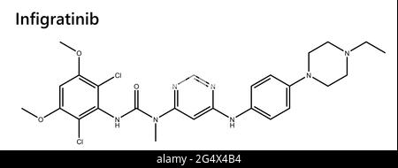 Infigratinib, is an anti-cancer medication used to treat cholangiocarcinoma (bile duct cancer). tyrosine kinase inhibitor,  FGFR1, FGFR2, FGFR3 Stock Photo