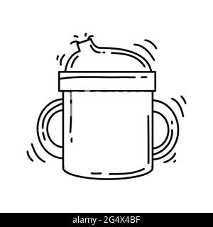 Playground kids bottle,playing,children,kindergarten. hand drawn icon set, outline black, doodle icon, vector icon design. Stock Vector