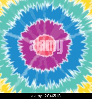 Tie dye background rainbow color swirl. circular shape with waves Stock Vector