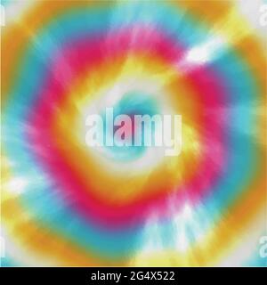 Tie dye background rainbow color swirl. circular shape with waves Stock Vector
