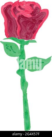 Simple rose illustration in watercolor style vector Stock Vector