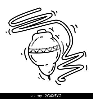 Playground kids spinning top,playing,children,kindergarten. hand drawn icon set, outline black, doodle icon, vector icon design. Stock Vector