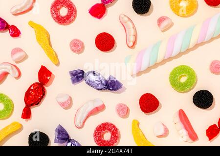 Background of various Halloween candies Stock Photo
