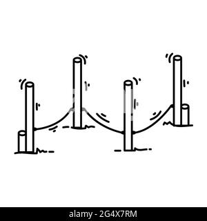 Playground kids zig zag rope,playing,children,kindergarten. hand drawn icon set, outline black, doodle icon, vector icon design. Stock Vector