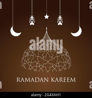 Ramadan kareem with Arabic Islamic ornaments decorated in brown gradations Stock Vector