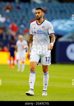 Chicago, USA. 23rd June, 2021. Major League Soccer (MLS) FC Cincinnati's Geoff Cameron walks off the pitch at the half against the Chicago Fire FC at Soldier Field in Chicago, IL, USA. Cincinnati won 1-0. Credit: Tony Gadomski/All Sport Imaging/Alamy Live News Stock Photo