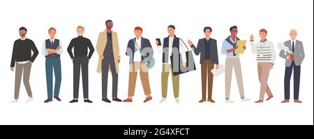 A collection of stylish male characters. Stock Vector