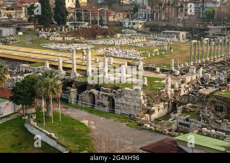 Ancient old ruins of Agora in Smyrna, Izmir, Turkey Stock Photo