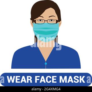 Woman wearing face mask environmental industrial vector image Stock Vector