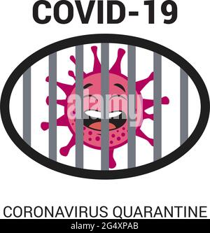 Corona virus cartoon characters who are in prison isolation. vector illustration Stock Vector