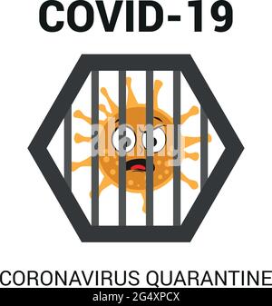 Corona virus cartoon characters who are in prison isolation. vector illustration Stock Vector