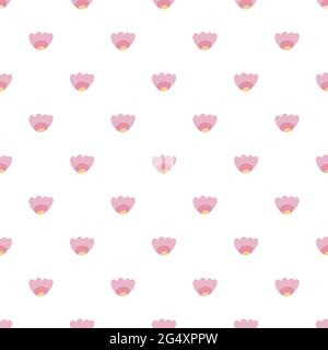 Simple seamless pattern with small pink flowers on a white background. Childrens texture with daisies. Vector floral wallpaper. Delicate fabric for nu Stock Vector