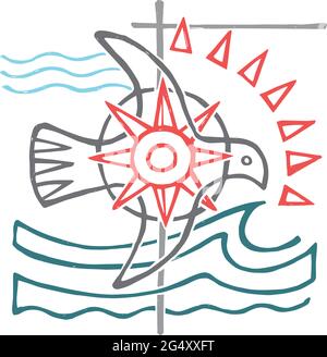 Hand drawn vector illustration or drawing of the Holy Spirit religious christian symbol Stock Vector