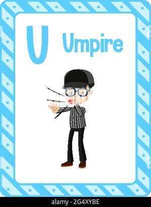 Alphabet flashcard with letter U for Umpire illustration Stock Vector