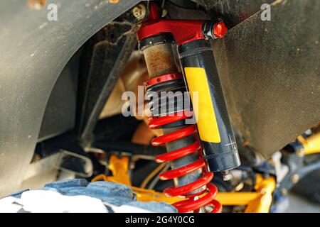 Close Up of Car Shock Absorber and Spring Stock Photo - Alamy
