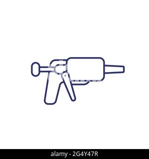 silicone gun line icon on white Stock Vector