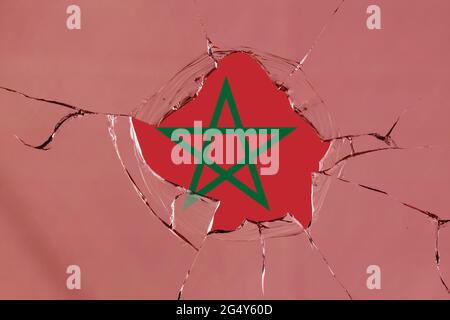 3D Flag of Morocco on a glass with water drop background Stock Photo ...