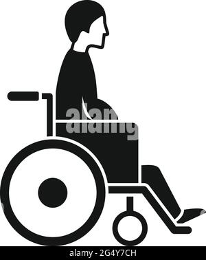 Man in wheelchair icon, simple style Stock Vector