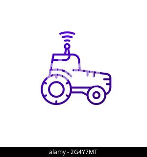 autonomous tractor, agrimotor line icon Stock Vector