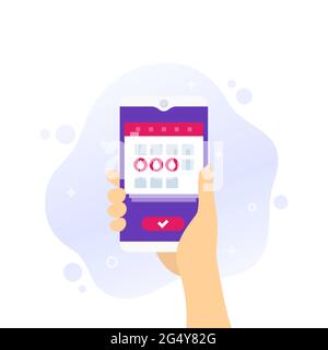 Menstruation calendar, menstrual period app design Stock Vector