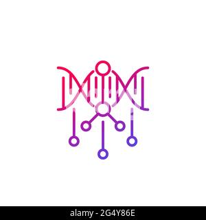 dna modification line icon on white Stock Vector