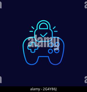 Parental control for video games line icon Stock Vector
