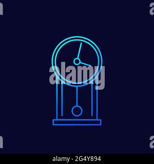 Retro wall clock line vector icon Stock Vector