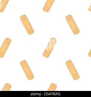 Seamless pattern with sticking plasters. Medical patch repeat texture. On white background. Stock Vector