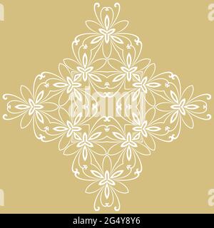 Floral vector pattern with arabesques. Abstract oriental golden and white ornament. Vintage classic pattern Stock Vector