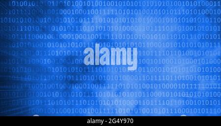 Digitally generated image of binary coding data processing against blue background Stock Photo
