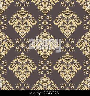Classic seamless vector pattern. Damask orient ornament. Classic vintage brown and golden background. Orient ornament for fabric, wallpaper and packaging Stock Vector