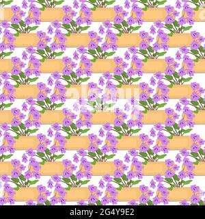 Seamless pattern with sticking plasters and purple flowers. Medical patch repeat texture. Stock Vector